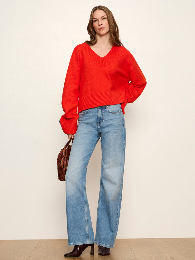 Vanna V-Neck Sweater Red Hot alt 5