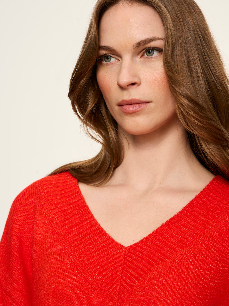 Vanna V-Neck Sweater Red Hot alt 4