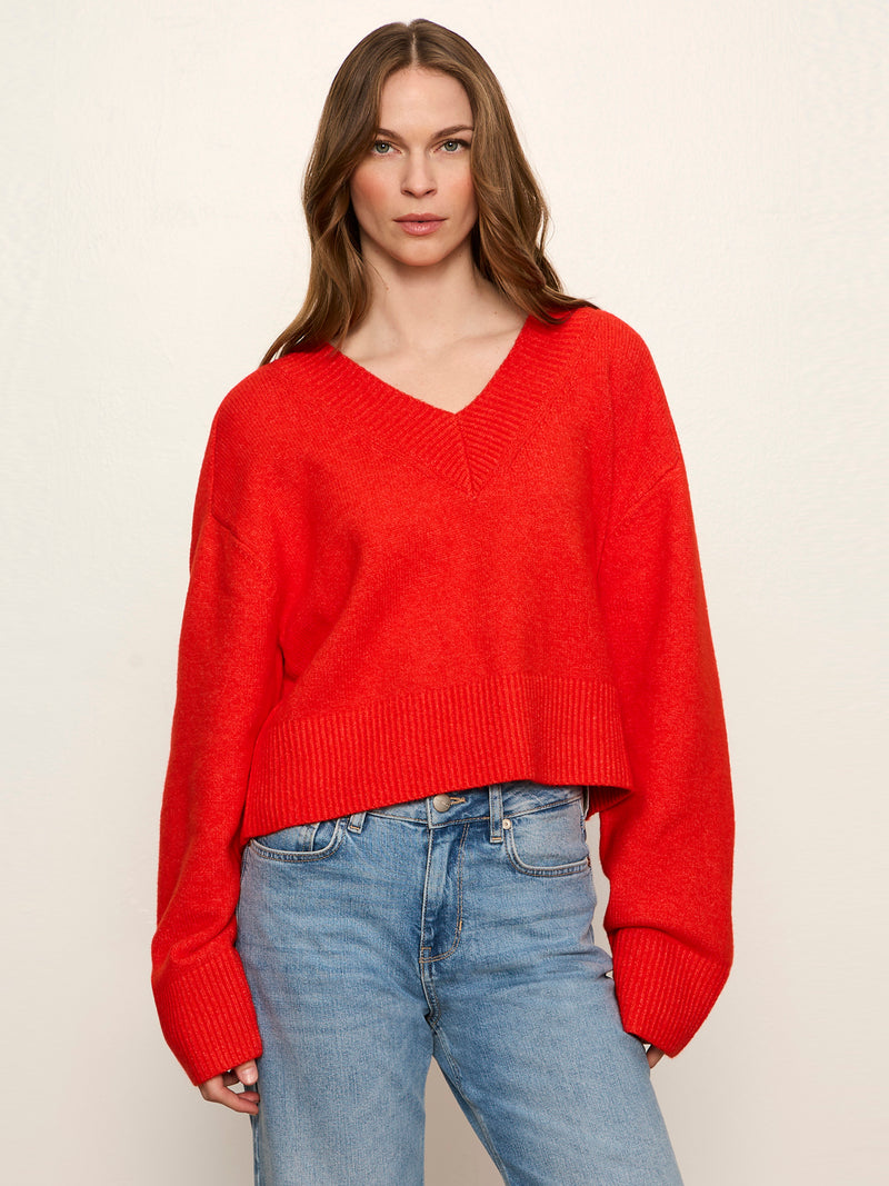Vanna V-Neck Sweater Red Hot alt 1
