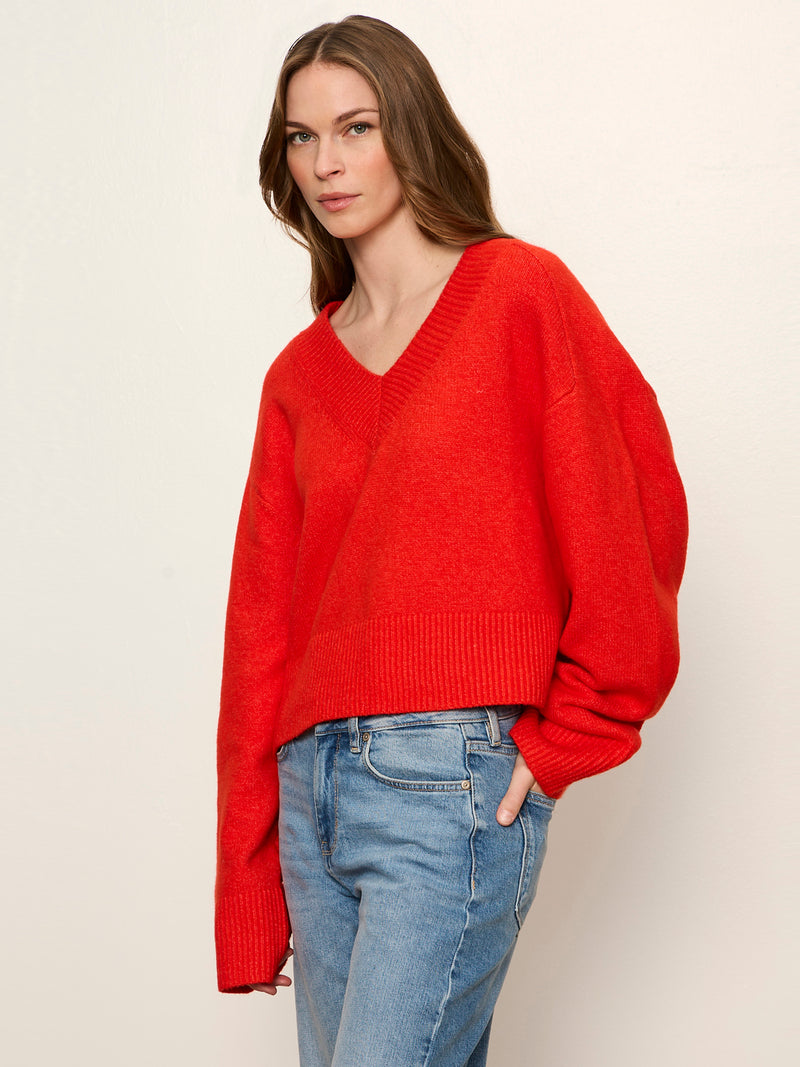 Vanna V-Neck Sweater Red Hot alt 2