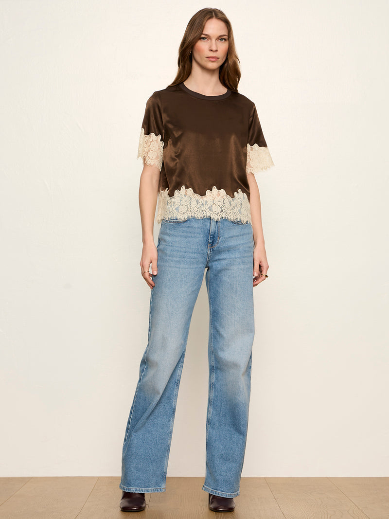 One Of A Kind Satin Lace Top Espresso Martini alt 3