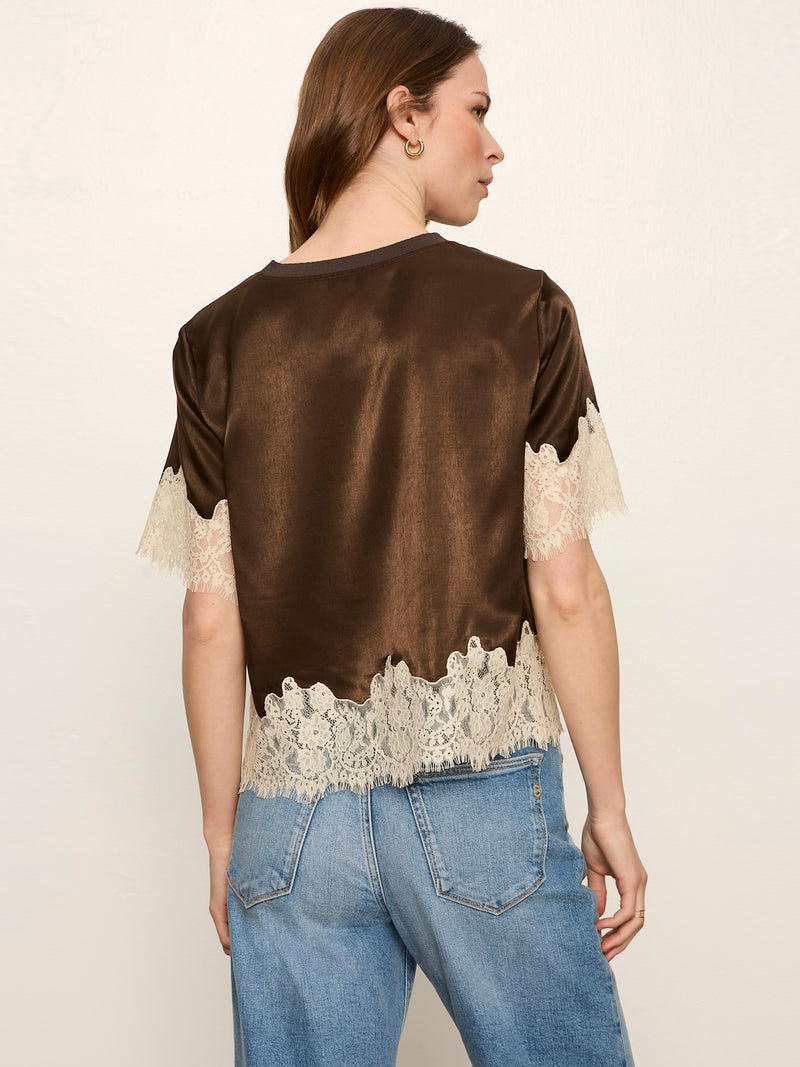 One Of A Kind Satin Lace Top Espresso Martini alt 2