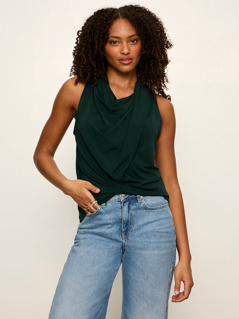 Nora Draped Tank Forest