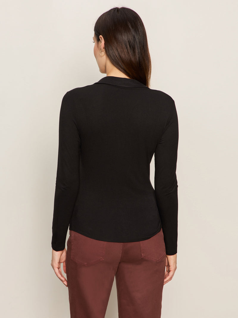 Dreamgirl Knit Button Up Top Black alt 1