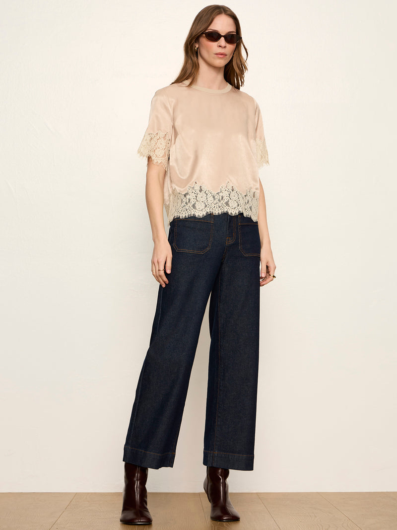 One Of A Kind Satin Lace Top Hazelnut alt 4