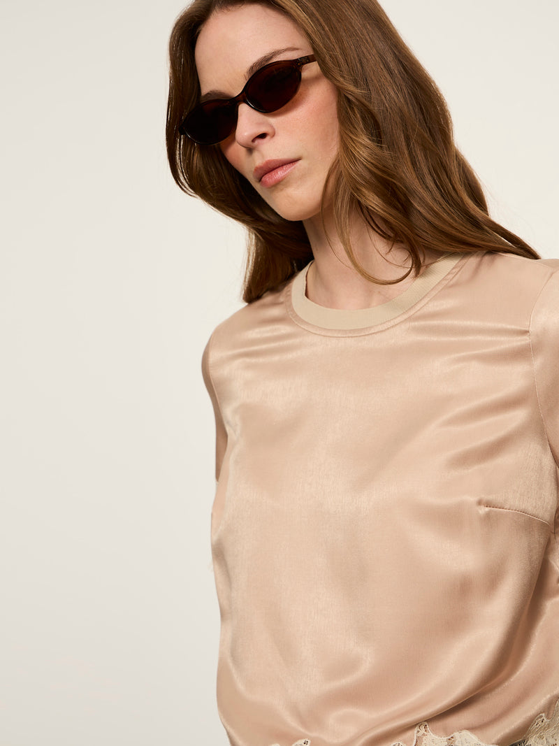 One Of A Kind Satin Lace Top Hazelnut alt 3