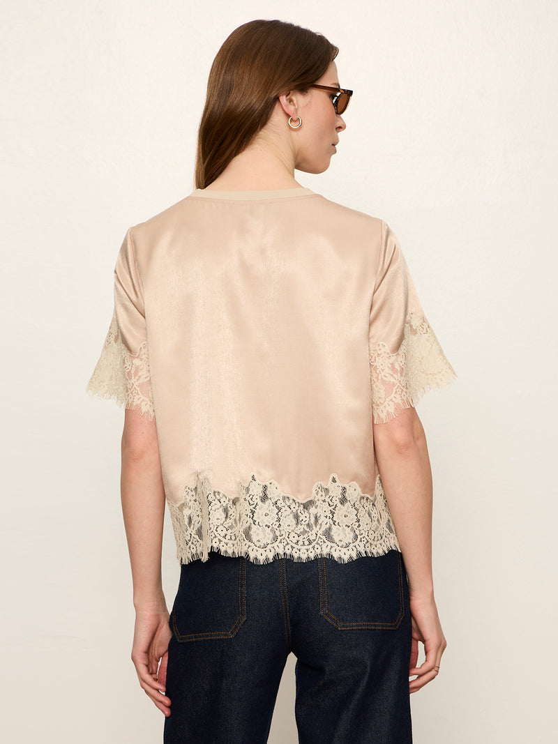 One Of A Kind Satin Lace Top Hazelnut alt 2