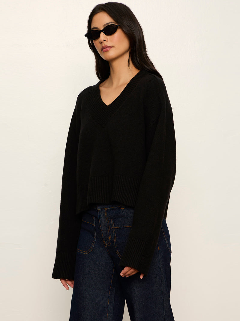 Vanna V-Neck Sweater Black alt 2