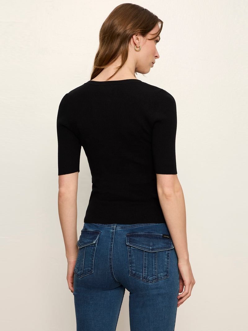 Ribbed Henley Tee Black alt 3