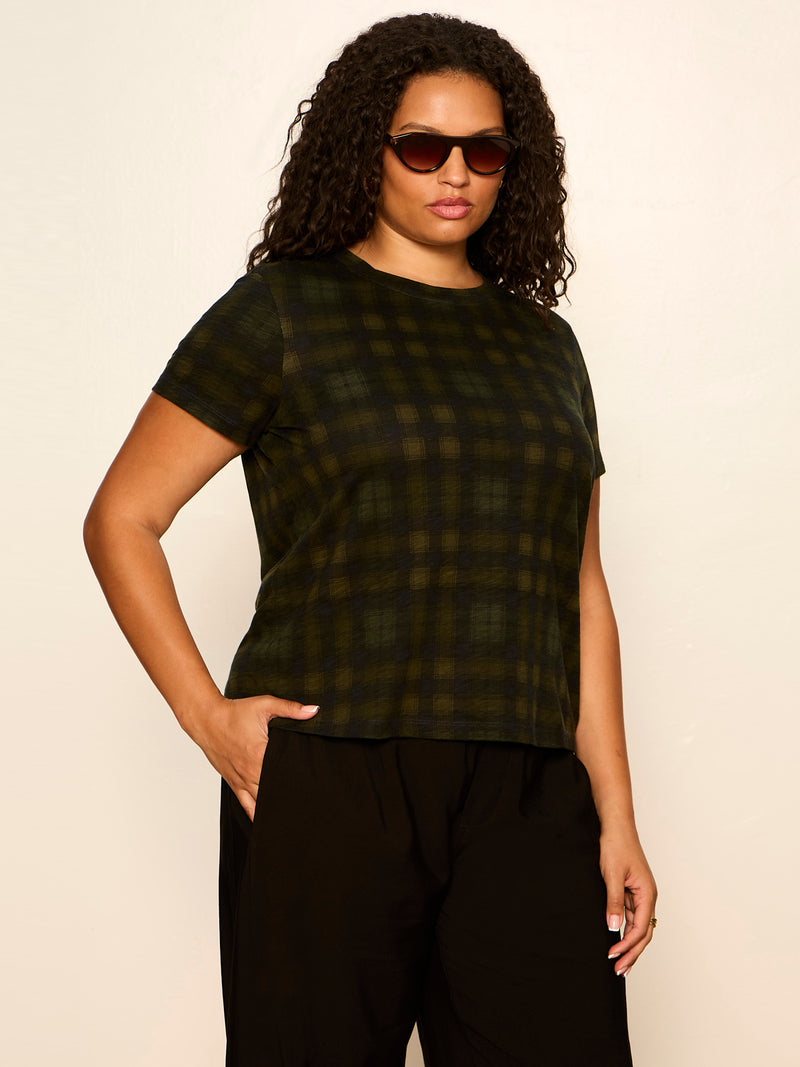 The Perfect Tee Forest Plaid Extended Sizing alt 2