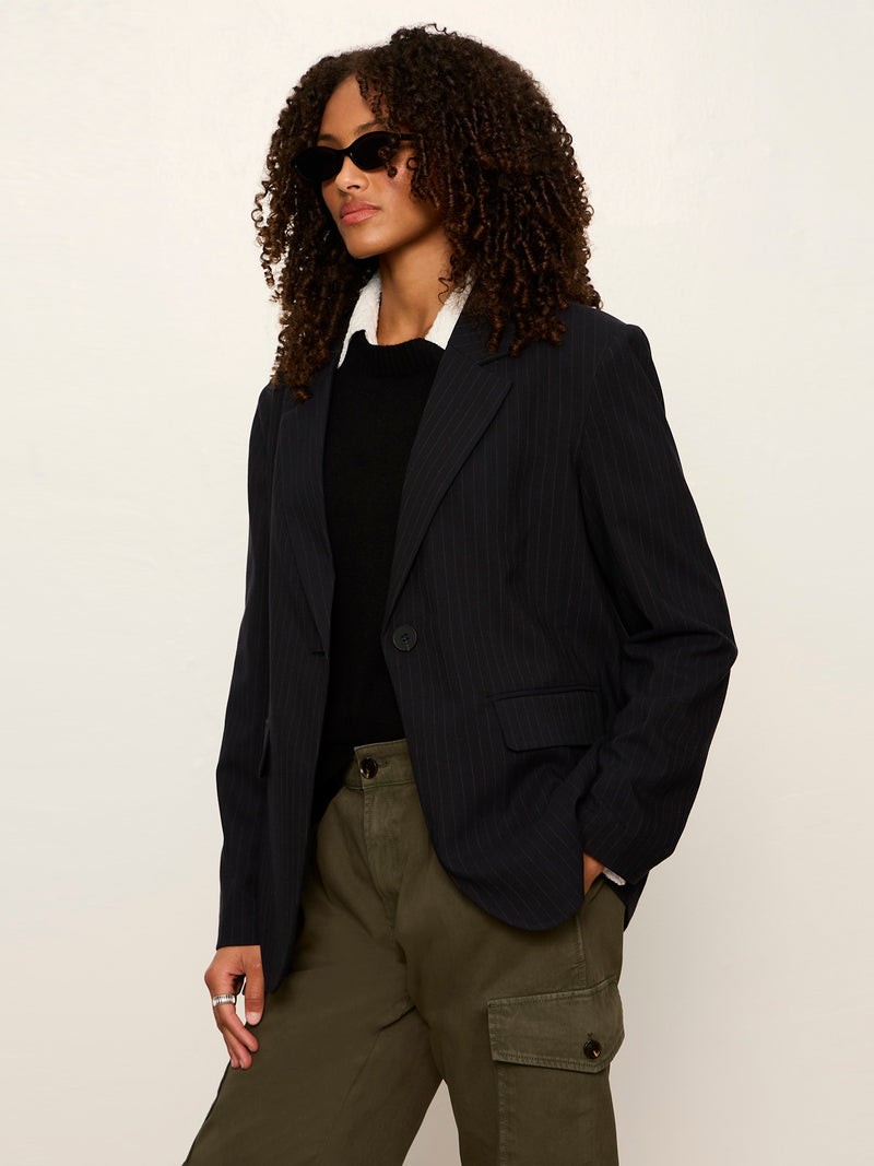 Maci Blazer Navy Pinstripe alt 2