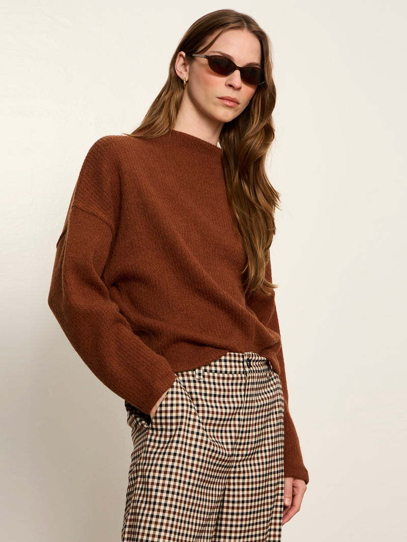 Ribbed Dolman Sweatshirt Burnt Cocoa