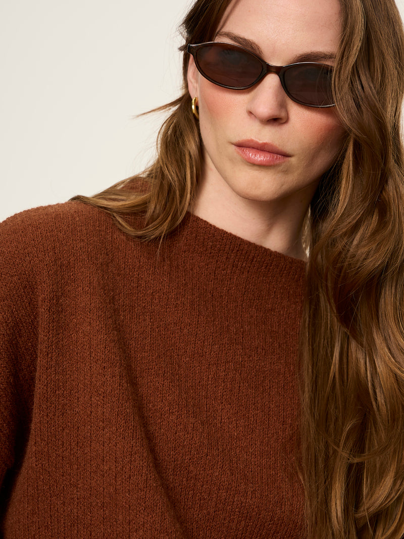 Ribbed Dolman Sweatshirt Burnt Cocoa alt 4