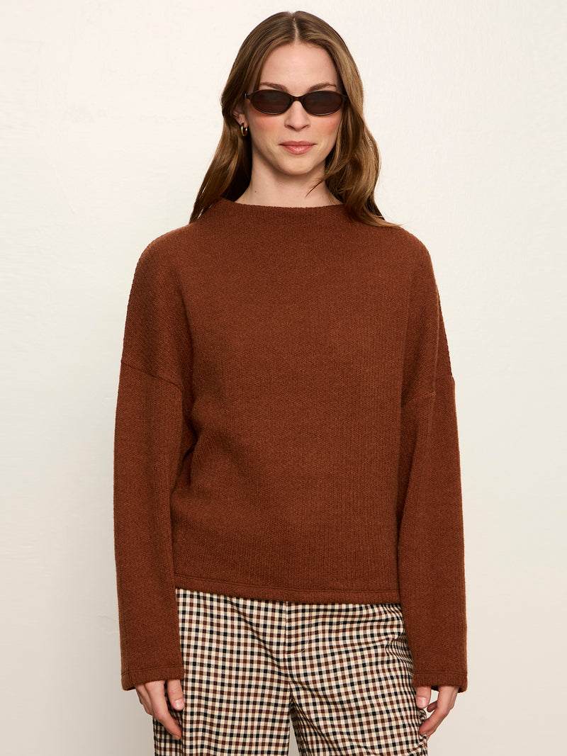 Ribbed Dolman Sweatshirt Burnt Cocoa alt 1