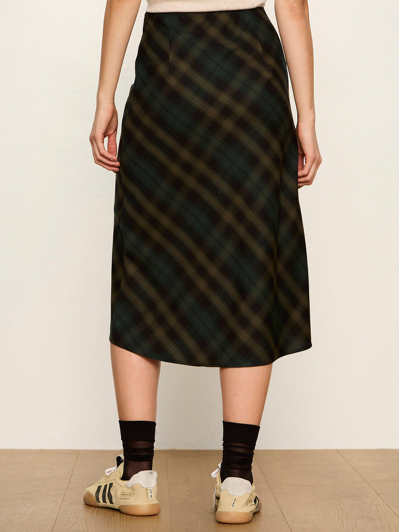 Favorite Plaid Slip Skirt Forest Plaid alt 2