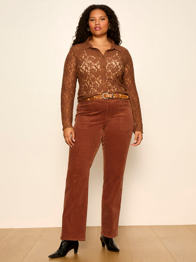 Dreamer Lace Shirt Cocoa Powder Extended Sizing alt 5