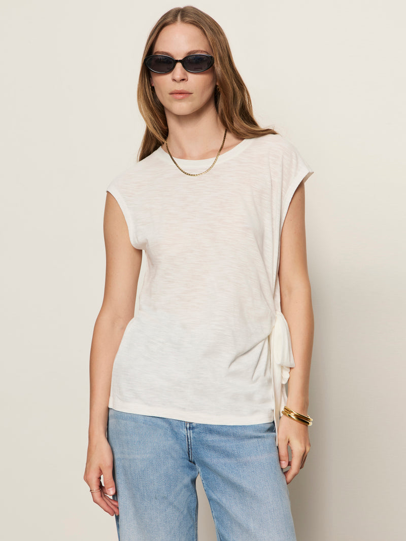 Side Tie Muscle Tee White