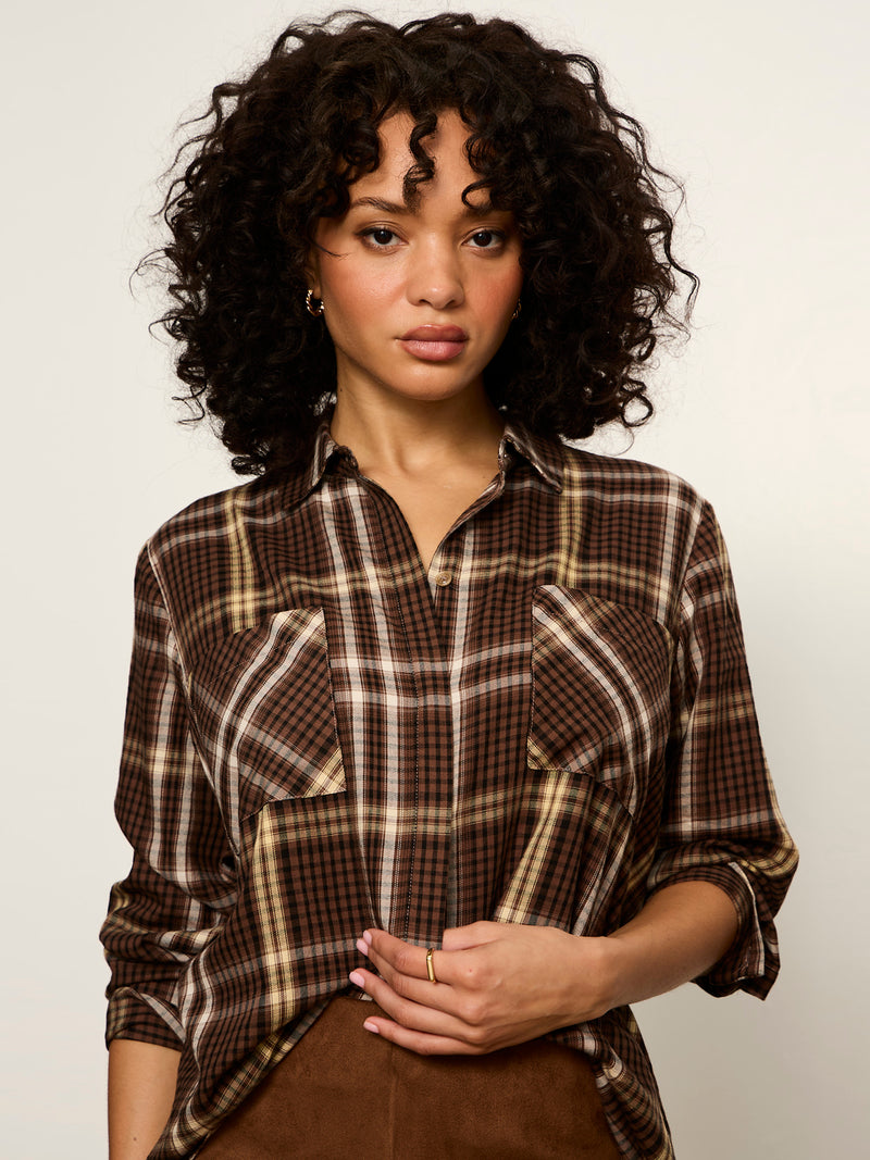 The City Plaid Shirt Burnt Cocoa Plaid