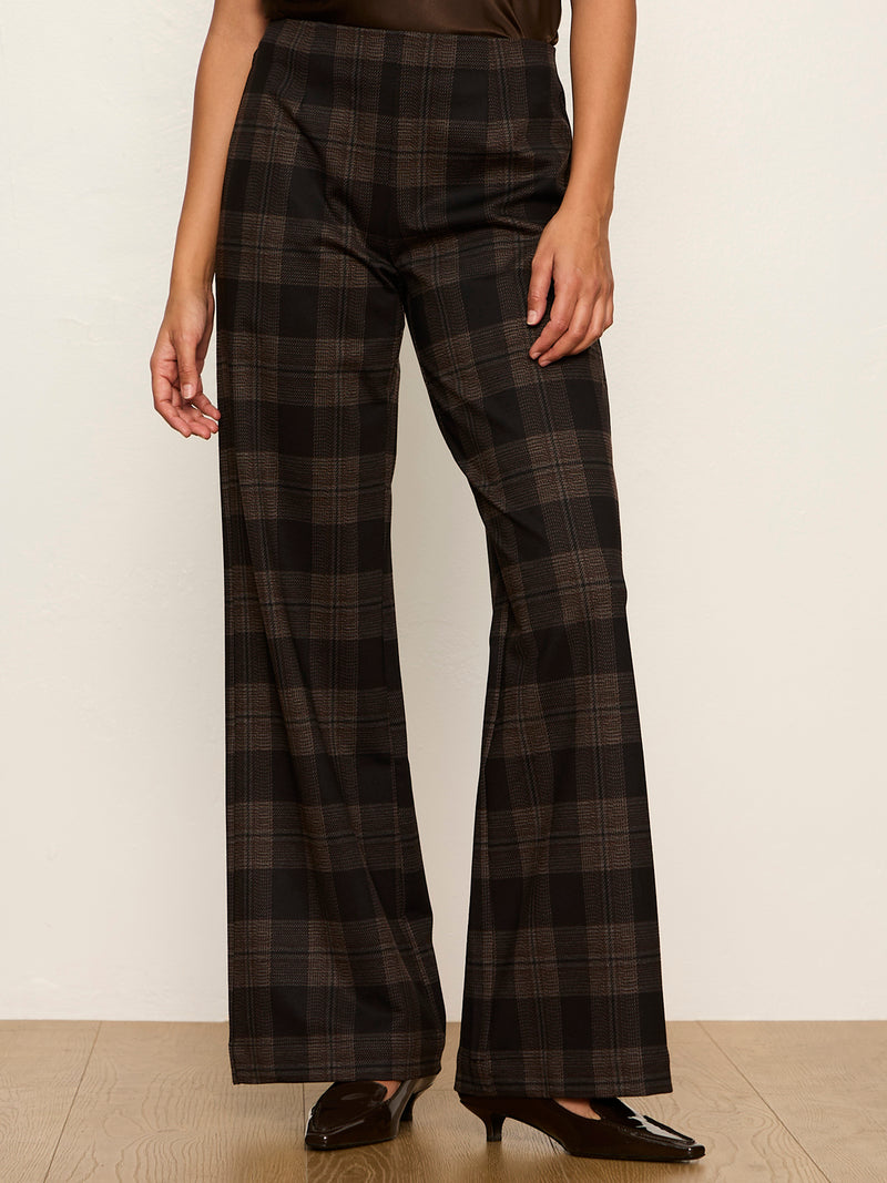 Relay Pull On Pant Espresso Plaid
