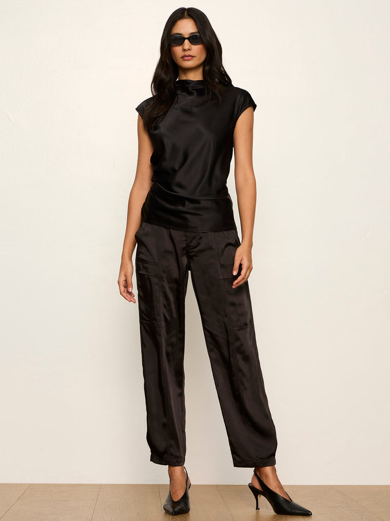 Sphere Satin Pant Black Petite Sizing alt 4