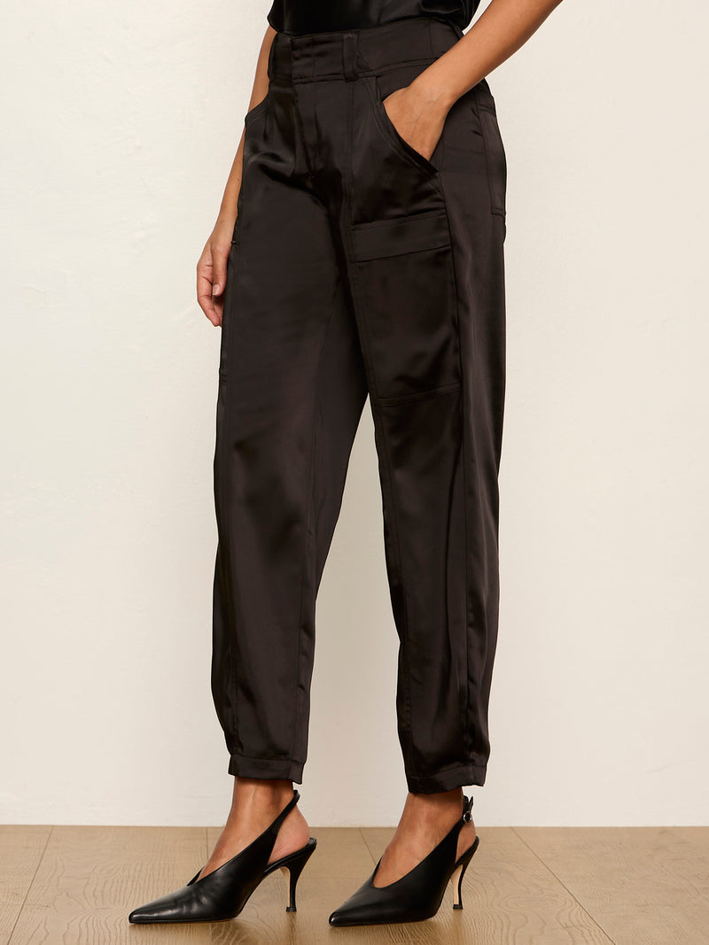 Sphere Satin Pant Black Petite Sizing alt 1