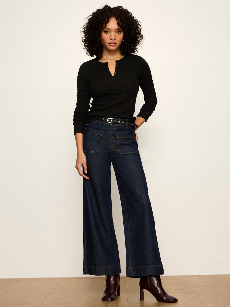 Not So Basic Textured Top Black Petite Sizing alt 5