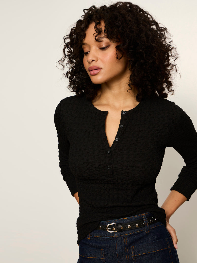 Not So Basic Textured Top Black