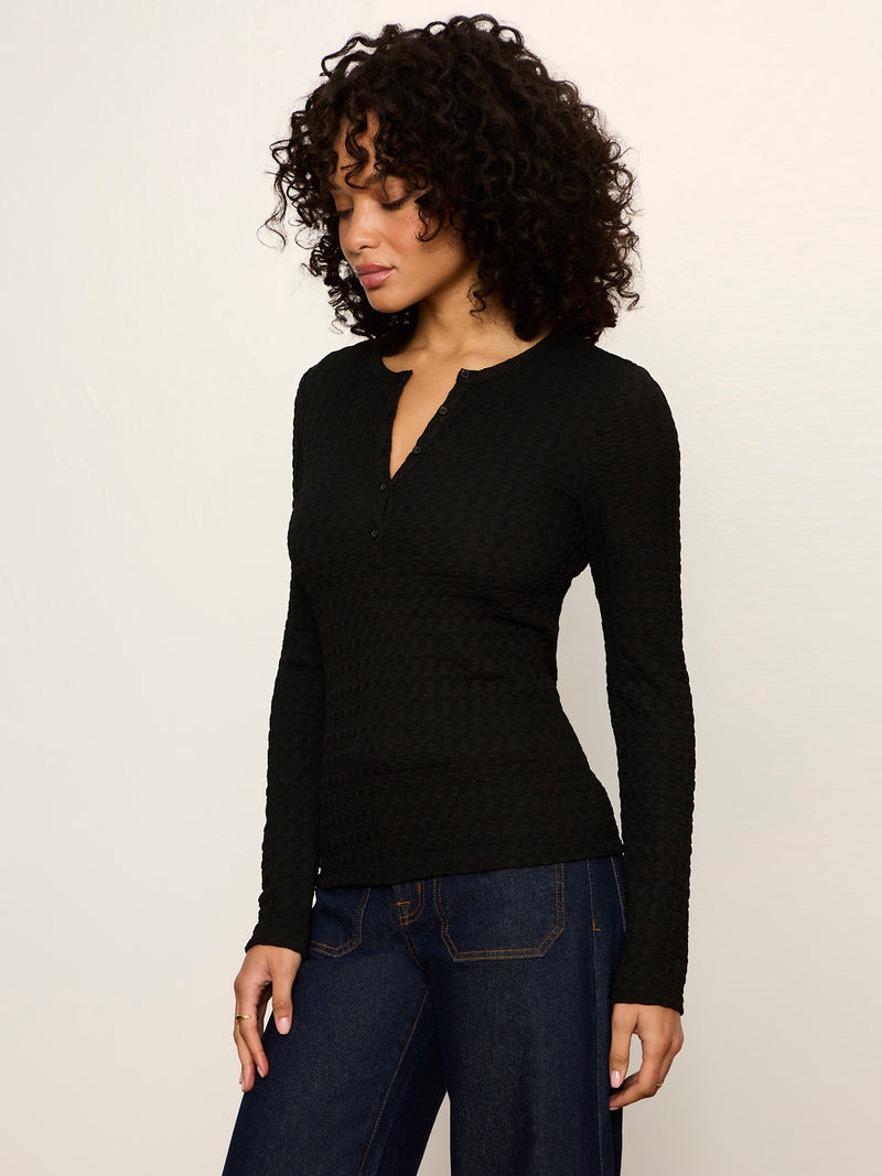 Not So Basic Textured Top Black alt 2