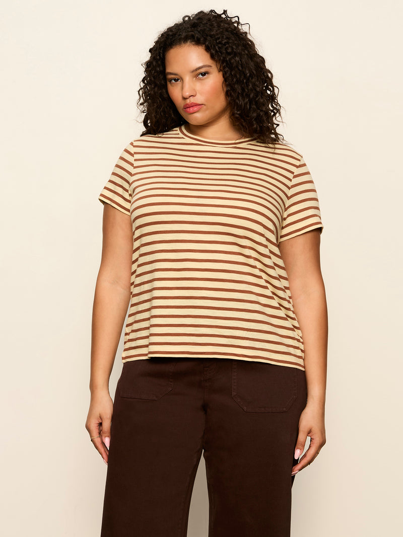 The Perfect Tee Choco Banana Stripe Extended Sizing alt 1