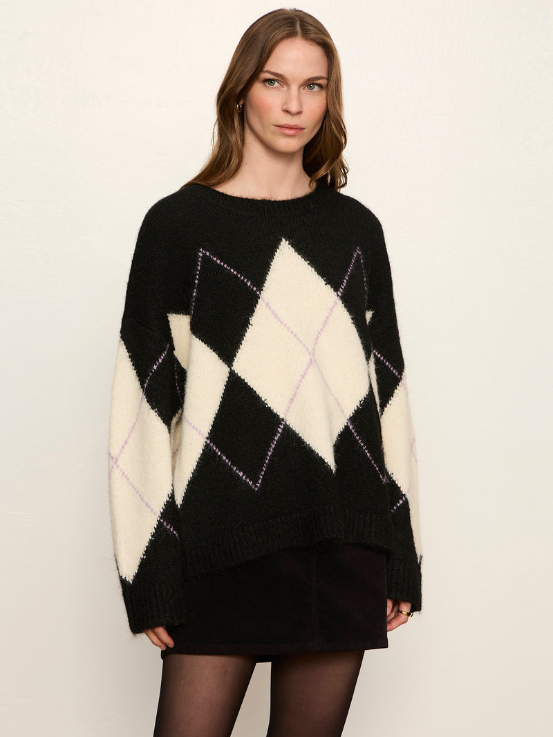 Argyle Crew Sweater Purple Smoke Argyle alt 2