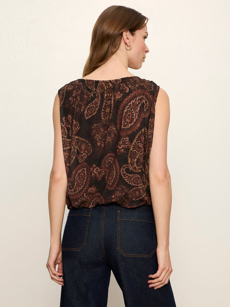 Clover Mesh Bubble Shell Tank Cocoa Paisley alt 3