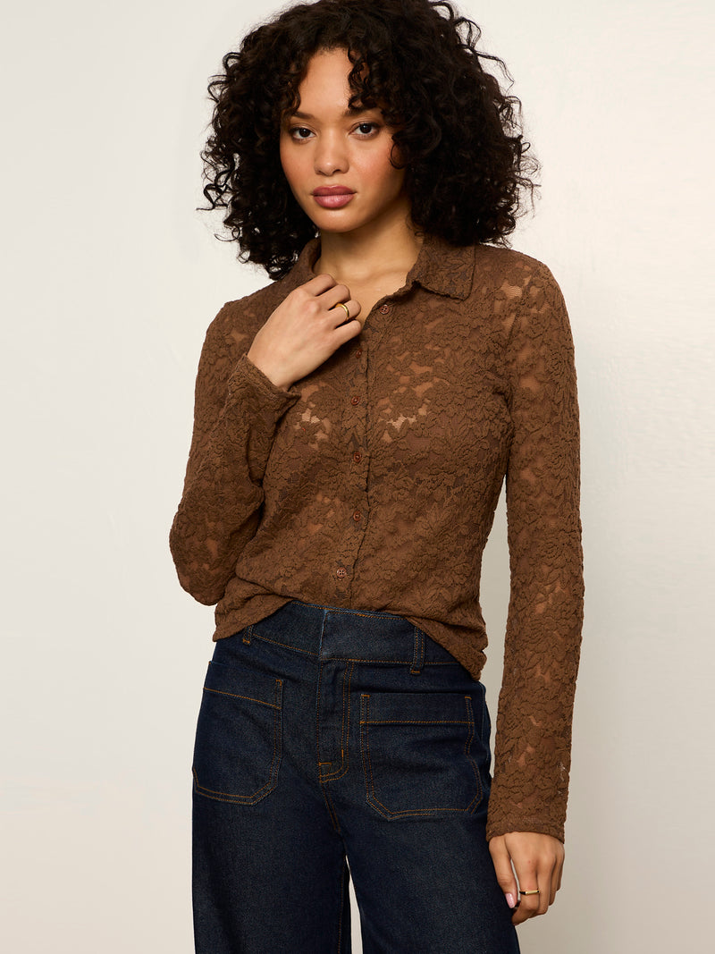 Dreamer Lace Shirt Cocoa Powder alt 1