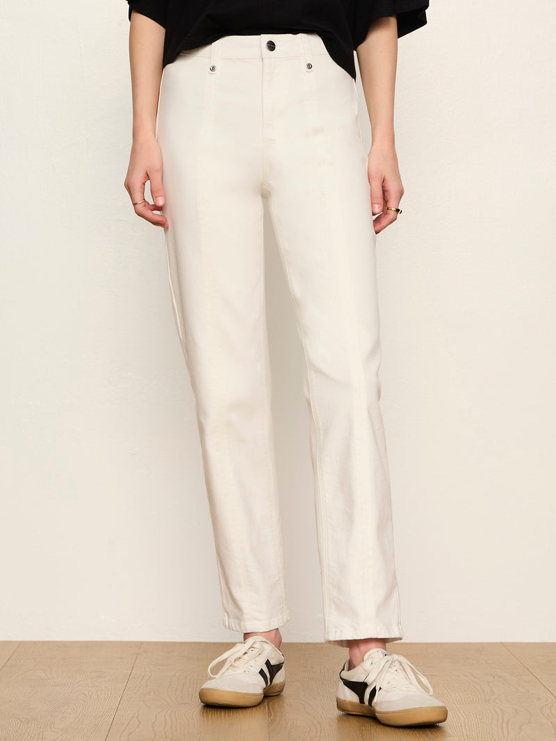 Nixie Slim Striaght Ankle Jean Chalk