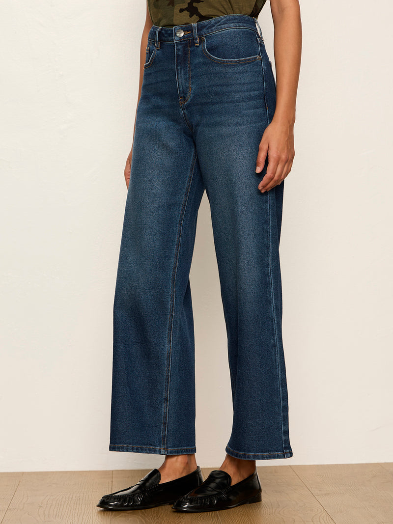 Ekara Slim Wide Jean Dark Blue Wash alt 1