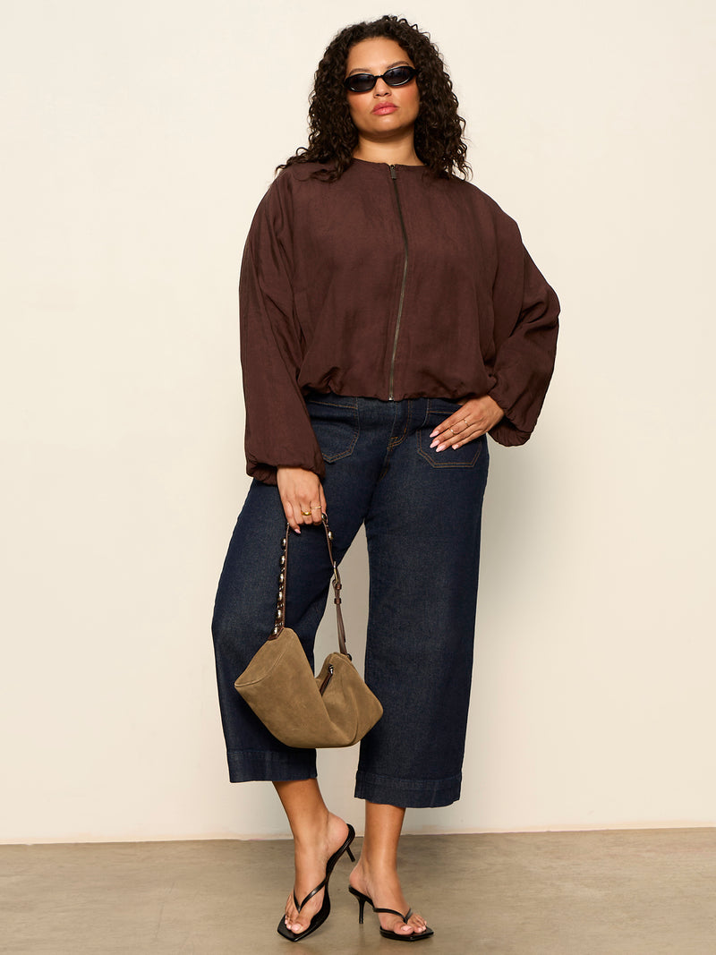 Linen Bubble Jacket Rich Soil Extended Sizing alt 6