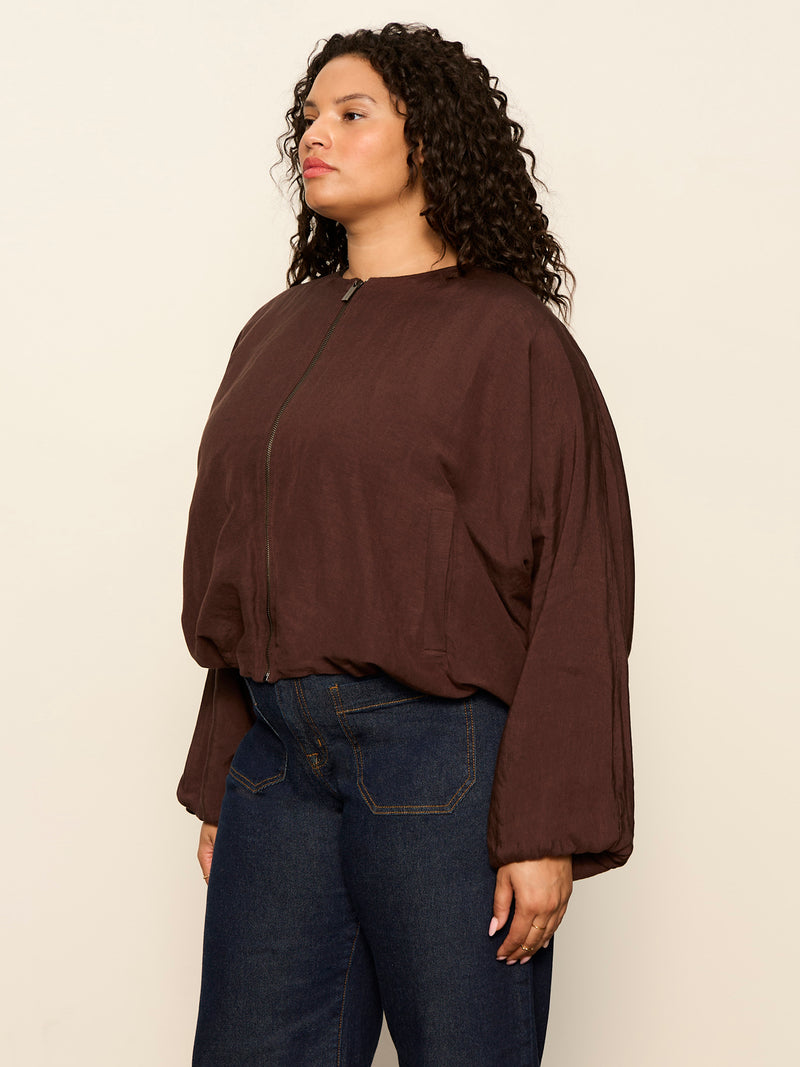Linen Bubble Jacket Rich Soil Extended Sizing alt 3