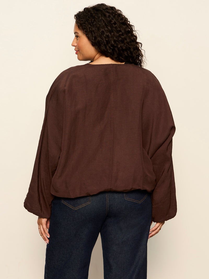 Linen Bubble Jacket Rich Soil Extended Sizing alt 2