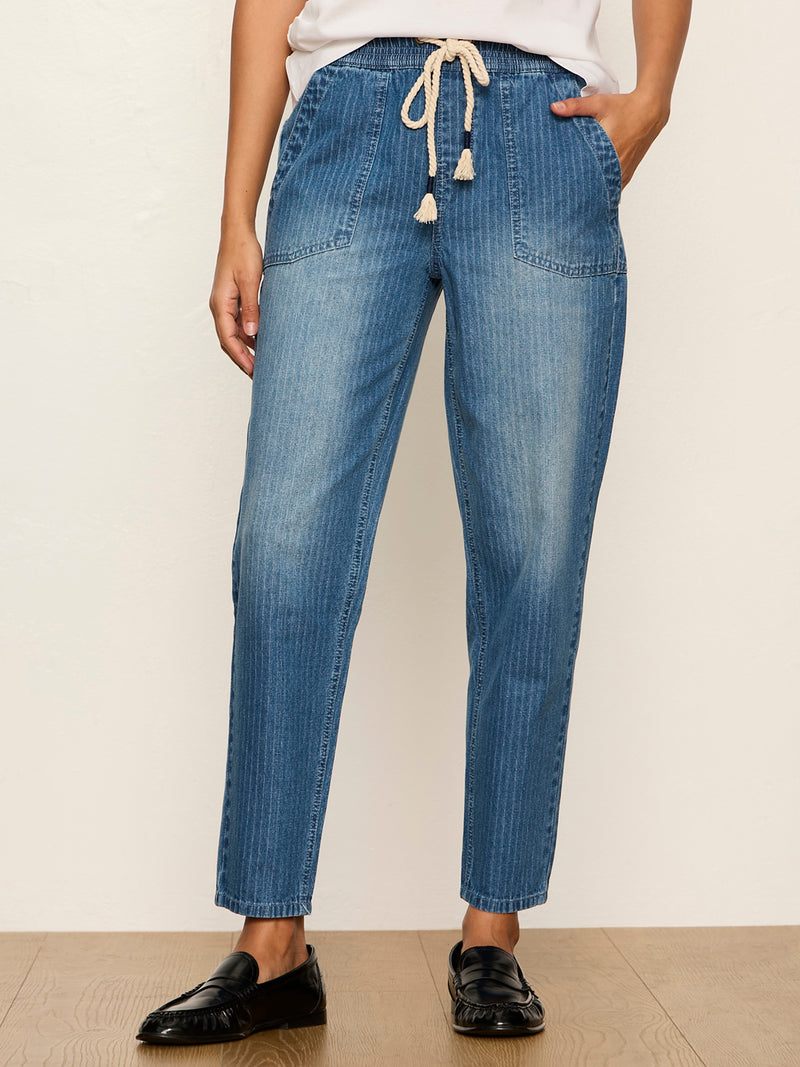 Stella Soft Barrel Jean Railroad Stripe