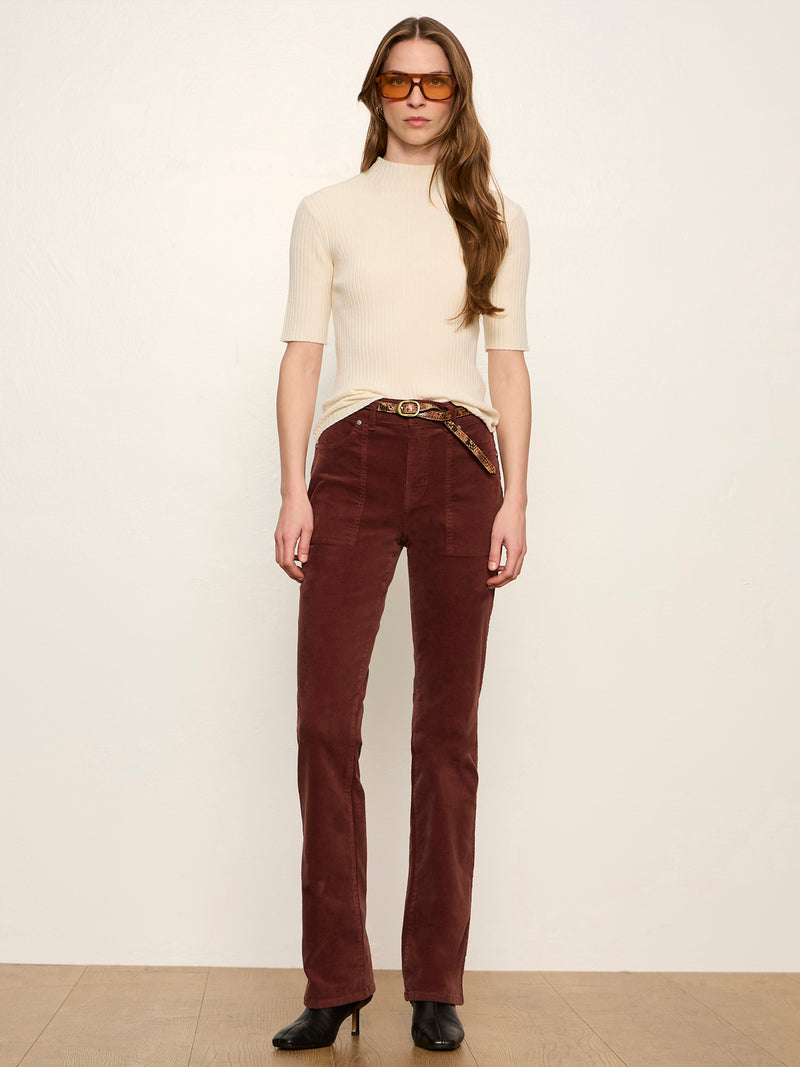 High Neck Ribbed Top Bone alt 5
