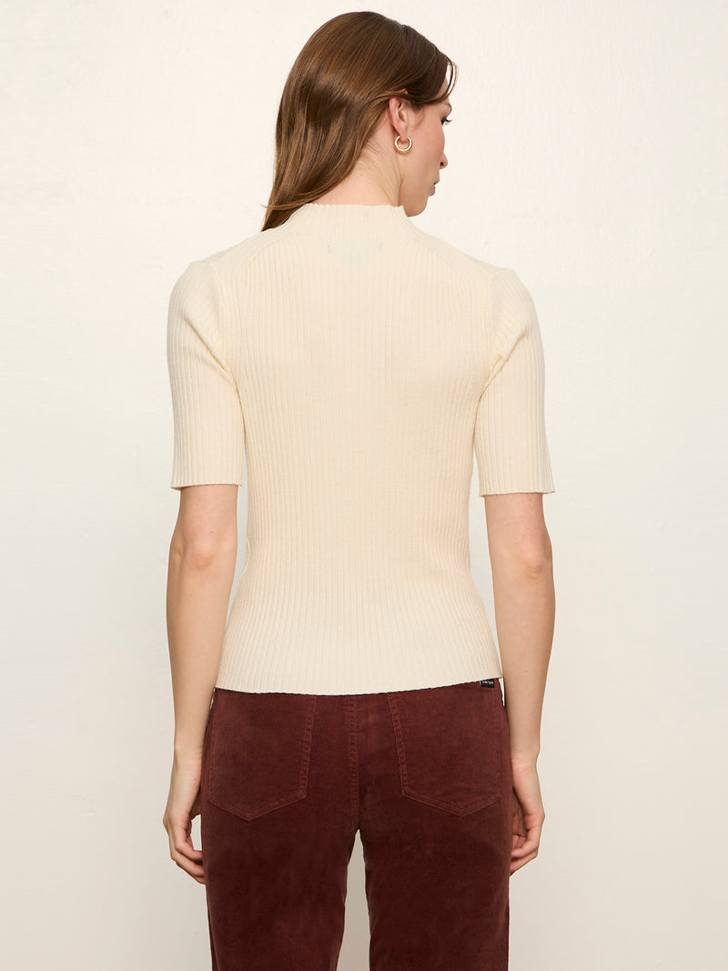 High Neck Ribbed Top Bone alt 3