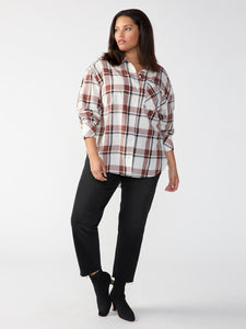 Dropped Shoulder Tunic Top Caramel Cafe Plaid Inclusive Collection