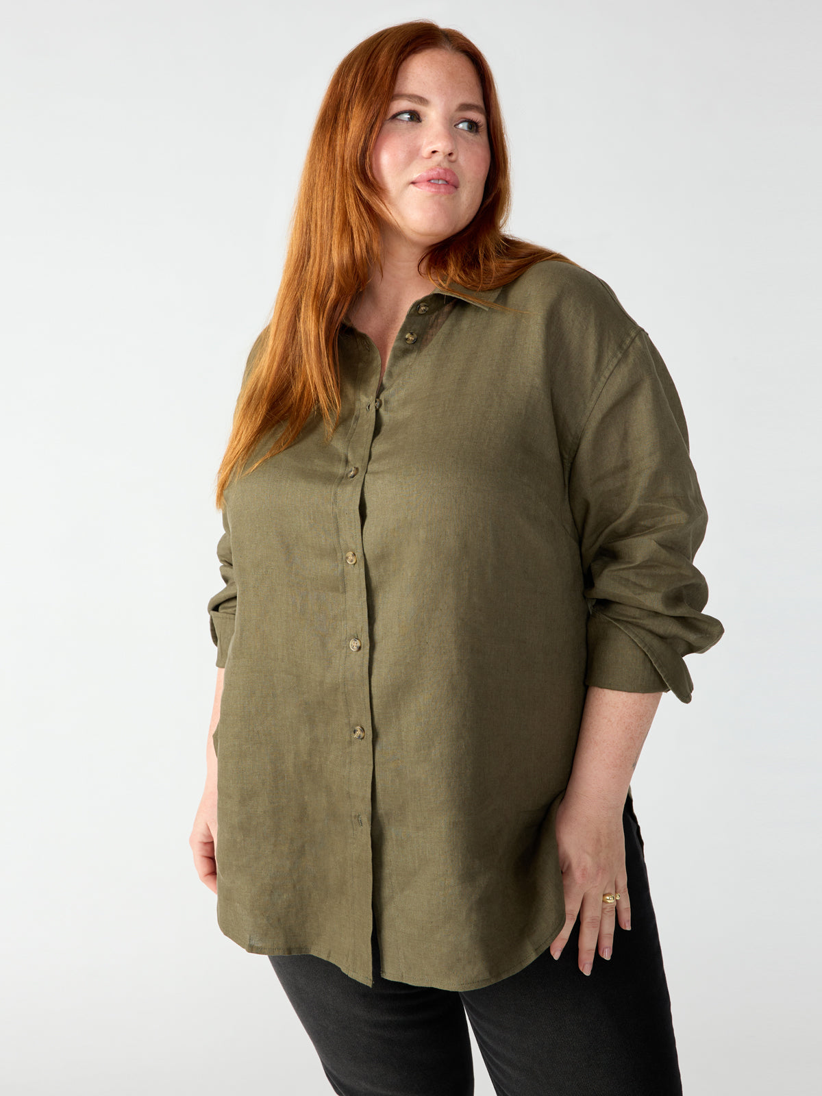 Relaxed Linen Shirt Mossy Green Inclusive Collection