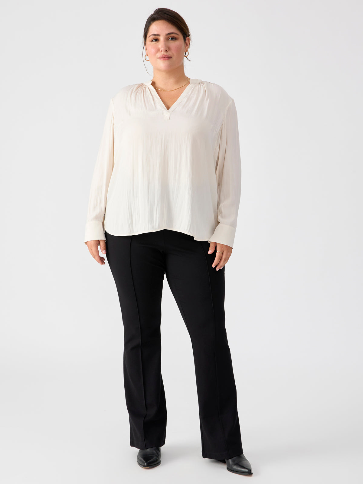 Lizzie Sateen Tunic Top Cappuccino Inclusive Collection