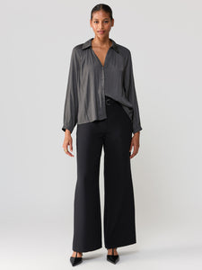 Casually Cute Sateen Blouse Mineral