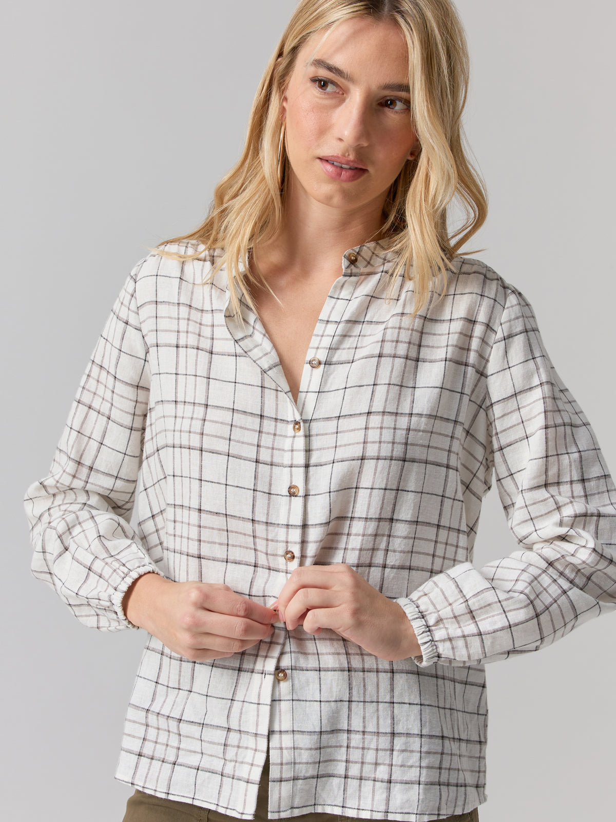 As You Are Button Front Shirt Graphic Windowpane