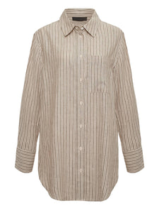 Long Line Pocket Shirt Eco Olive Stripe