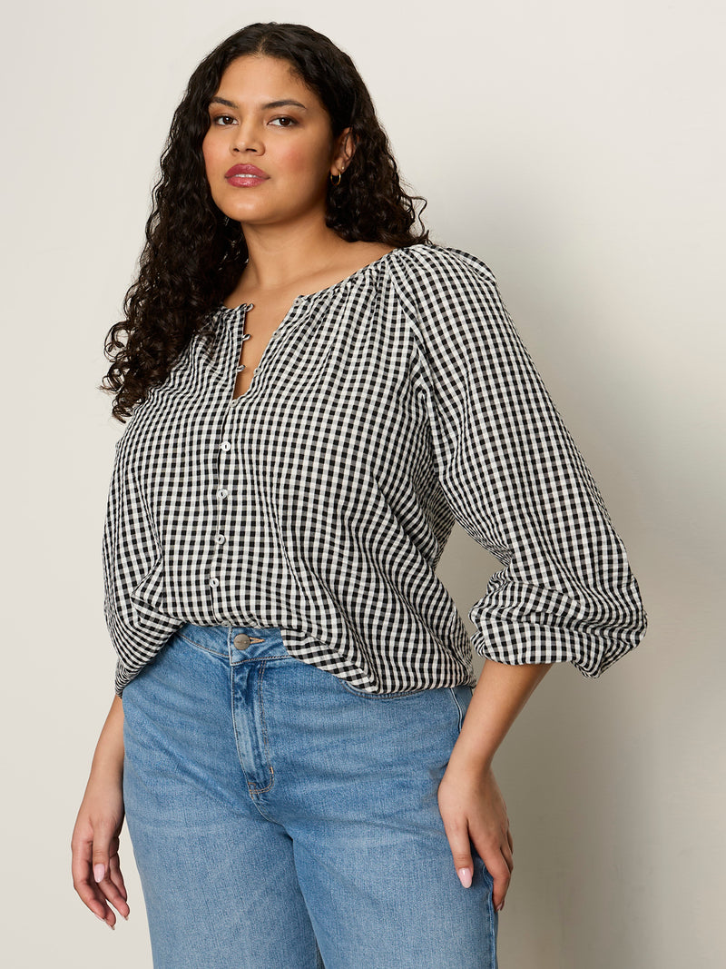 Perfect Gingham Button Blouse Picnic Extended Sizing