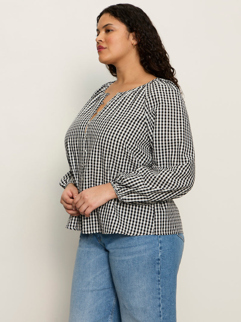 Perfect Gingham Button Blouse Picnic Extended Sizing alt 2