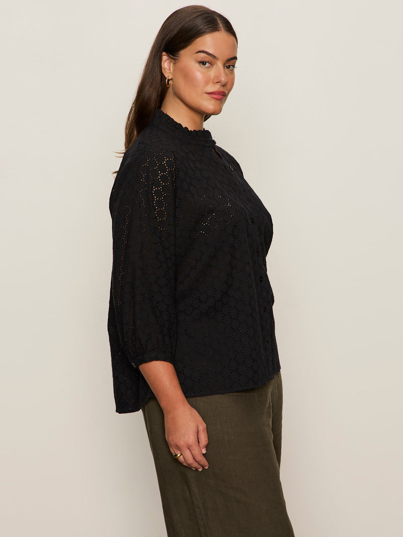 Petal Drop Blouse Black Extended Sizing alt 2