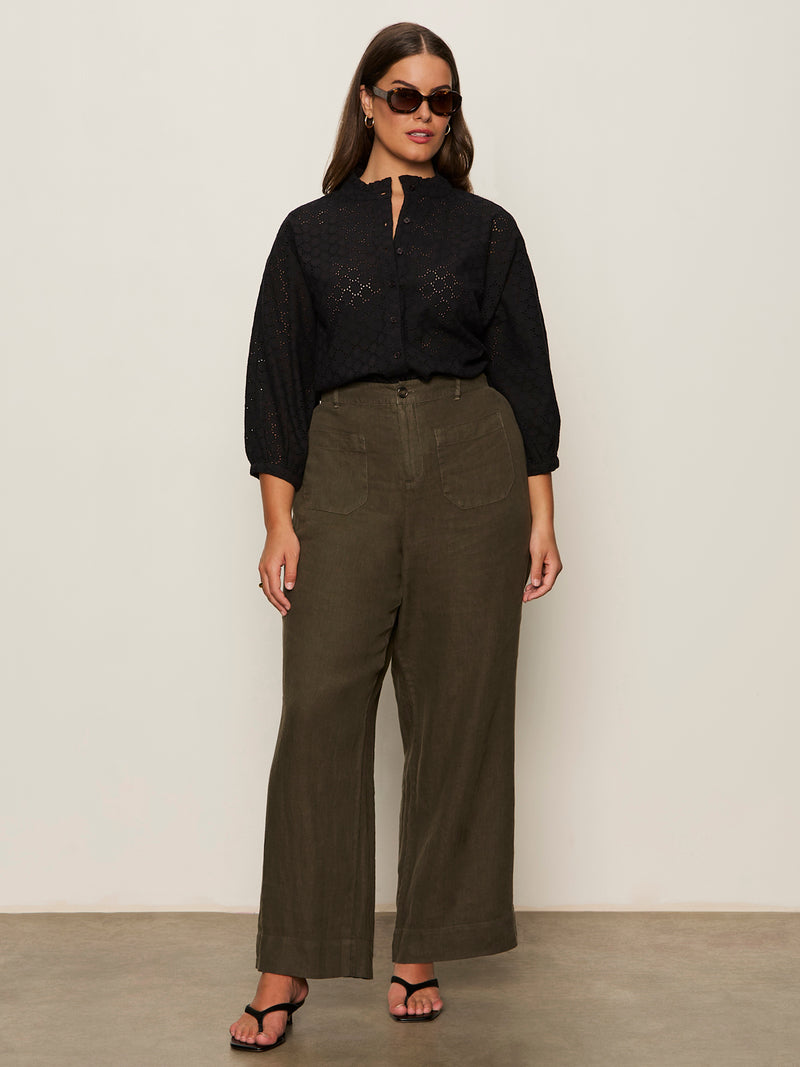 Petal Drop Blouse Black Extended Sizing alt 4